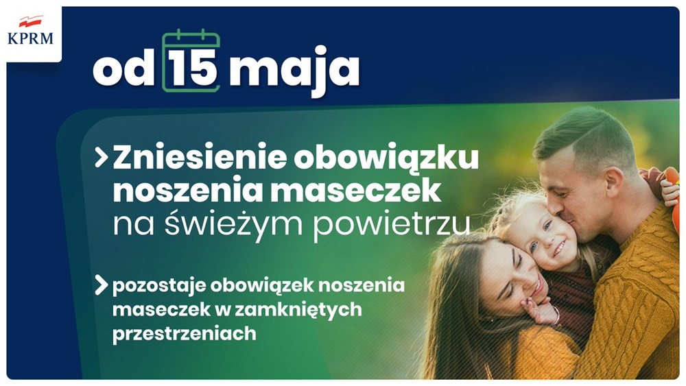 Baner o znoszeniu obowiązku noszenia maseczek