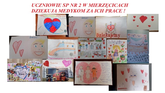 Zdjęcie z kartkami zawierającymi podziękowania dla pracowników służby zdrowia