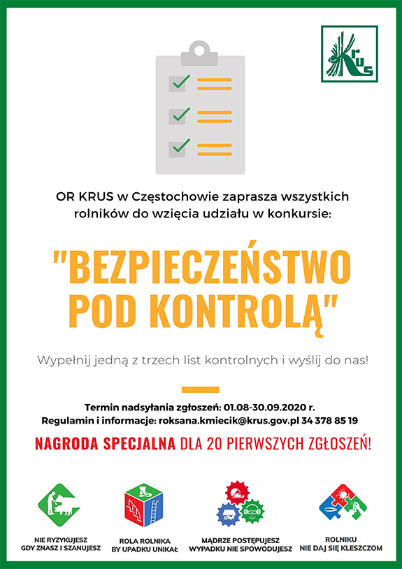 Plakat promujący konkurs „Bezpieczeństwo pod kontrolą".