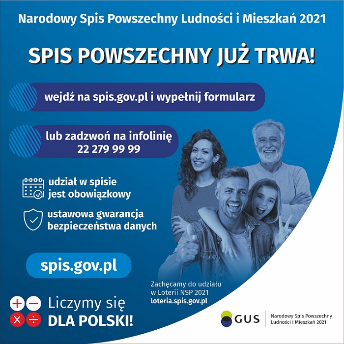 Baner opisujący Narodowy Spis Powszechny 2021