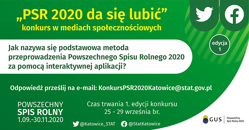 Plakat promujący konkurs realizowany w ramach Powaszechnego Spisu Rolnego "PSR 2020 da się lubić"