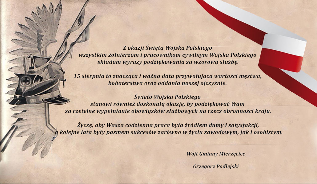 Baner z życzeniami z okazji Święta Wojska Polskiego