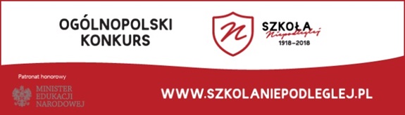 Baner - biało czerwona flaga z informacjami o ogólnopolskim konkursie