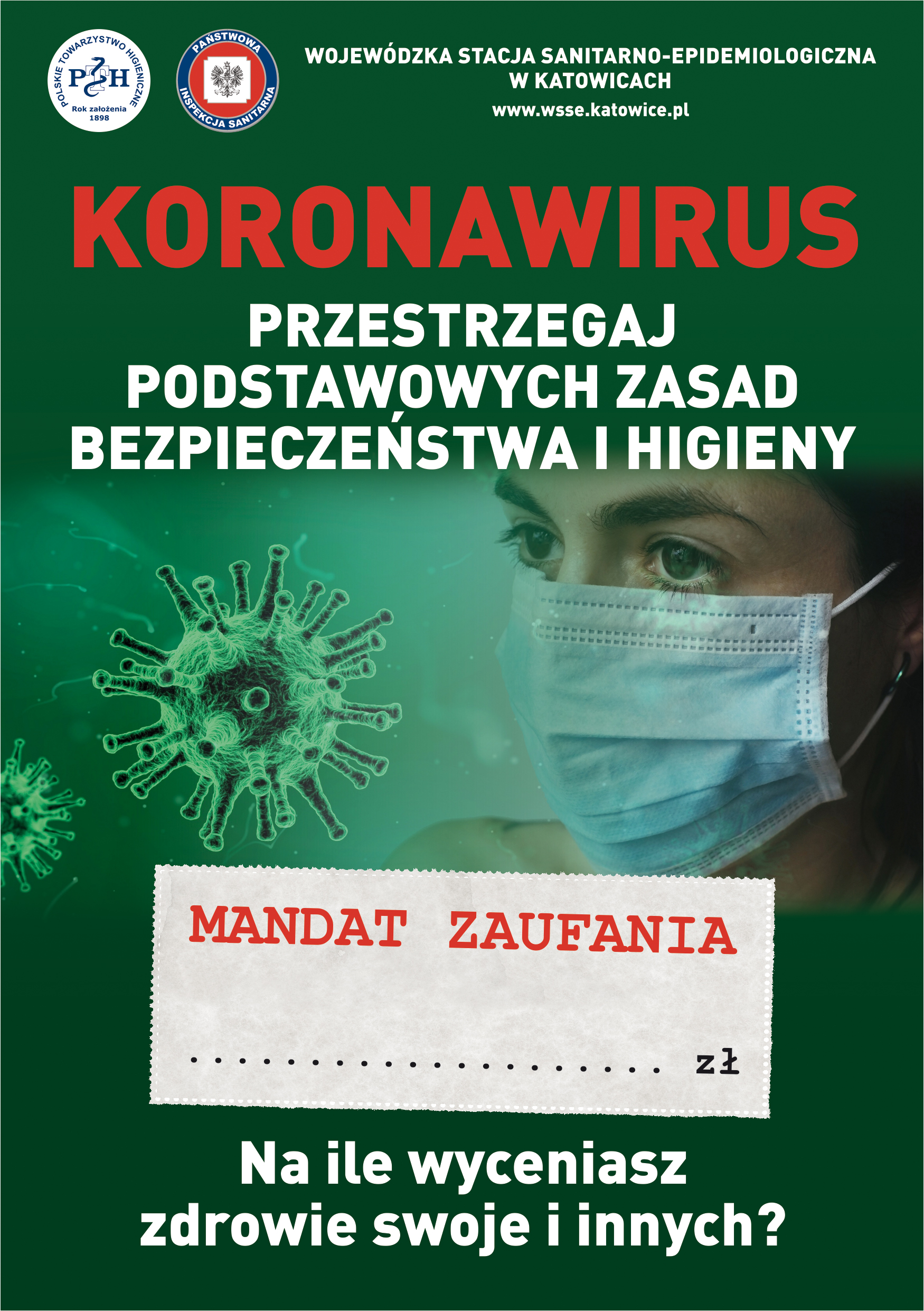 Plakat zachęcający do przestrzegania podstawowych zasad bezpieczeństwa i higieny