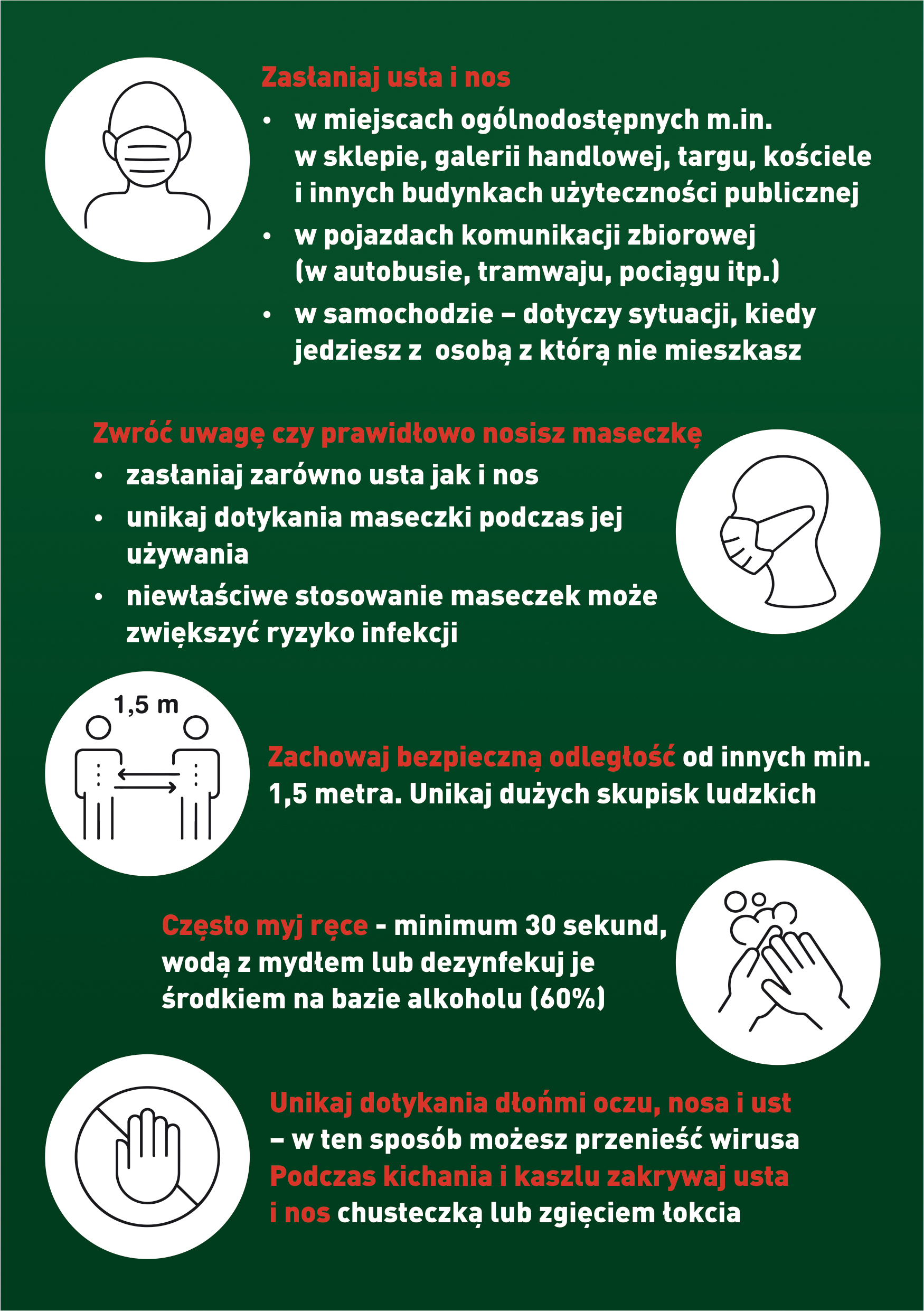 Plakat zachęcający do przestrzegania podstawowych zasad bezpieczeństwa i higieny