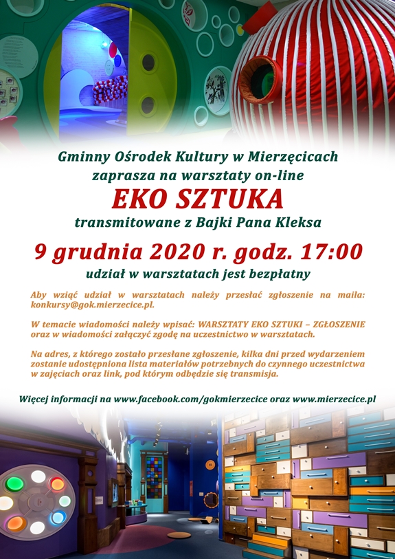 Plakat - zaproszenie do udziału w warsztatach EKO SZTUKA