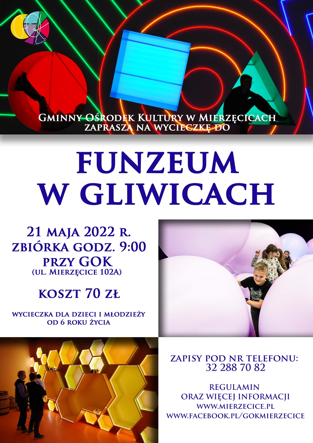 Plakat promujący wycieczkę do funzeum w gliwicach