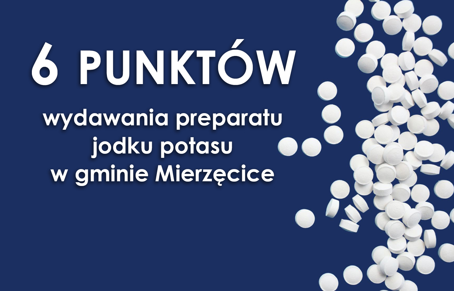 Baner "6 punktów wydawania preparatu jodku potasu w gminie"