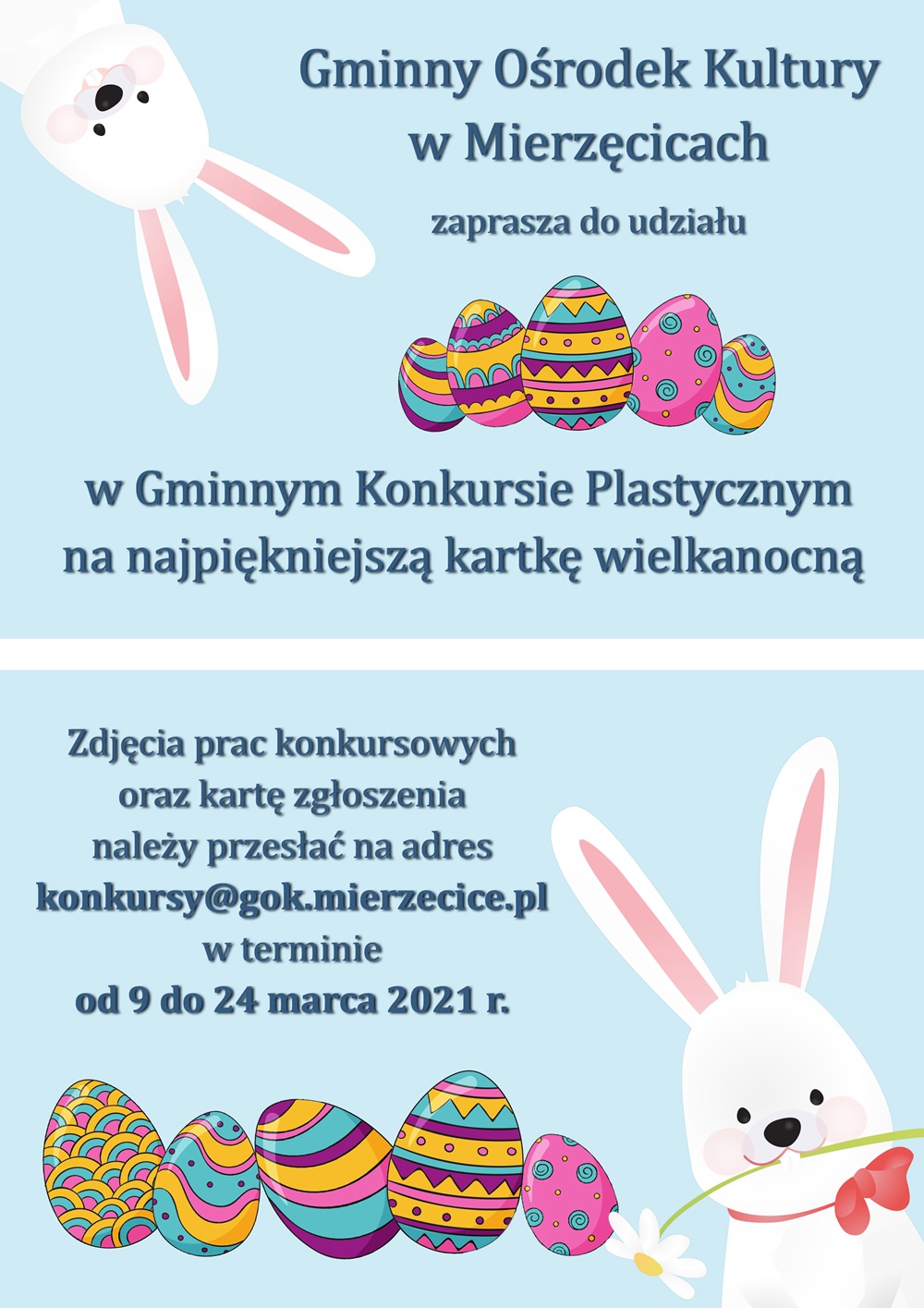 Plakat promujący Gminny Konkurs Plastyczny na najpiękniejszą kartkę wielkanocną