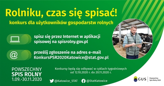 Plakat promujący konkurs "Rolniku, czas się spisać!"