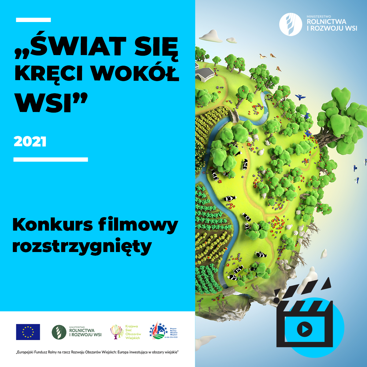 Plakat konkursu "świat się kręci wokół wsi"