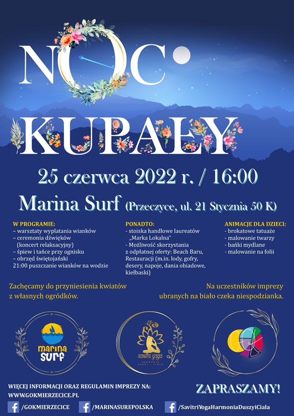 Plakat promujący udział w wydarzeniu Noc Kupały