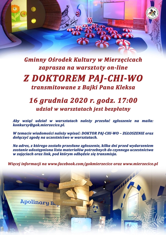 Plakat - zaproszenie do udziału w warsztatach z doktorem Paj-Chi-Wo