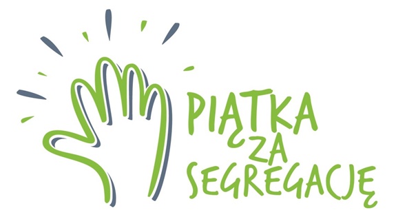 Baner "Piątka za segregację" z obrysem ręki 