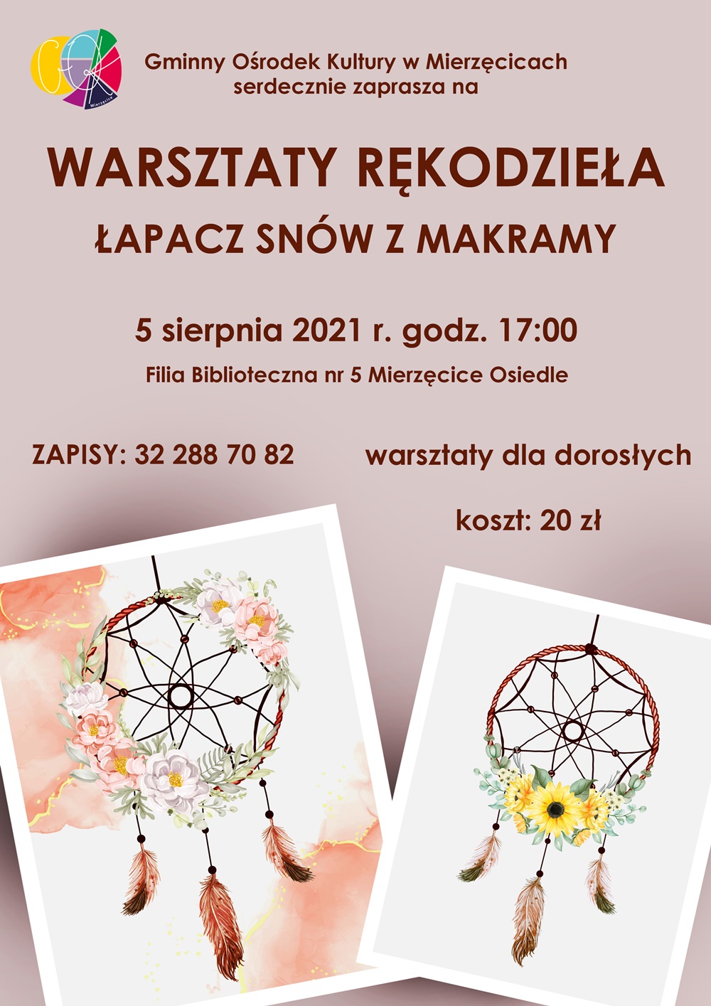 Plakat - zapowiedź warsztatów rękodzieła