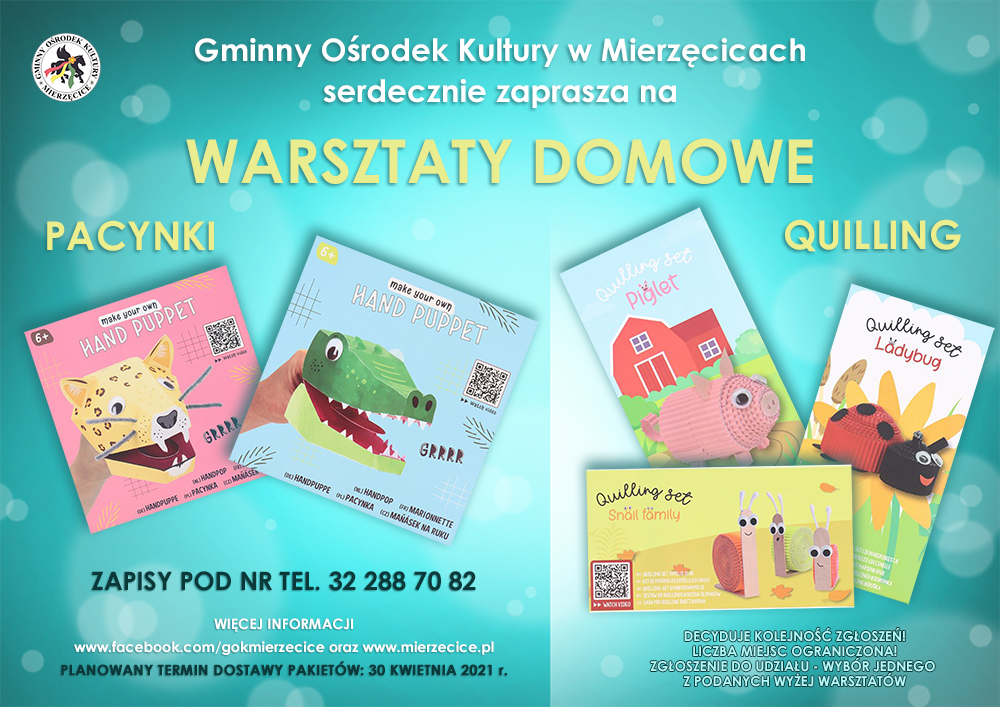 Plakat zachęcający do zapisu na warsztaty domowe