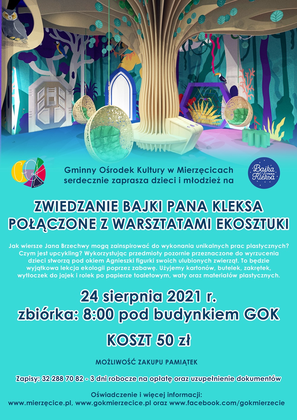 Plakat promujący wycieczkę do Bajki Pana Kleksa w Katowicach