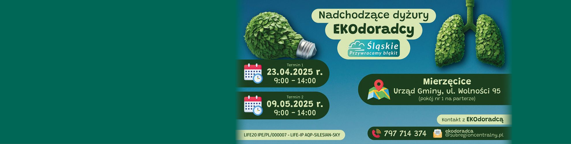 Baner informujący o spotkaniach z ecodoradcą